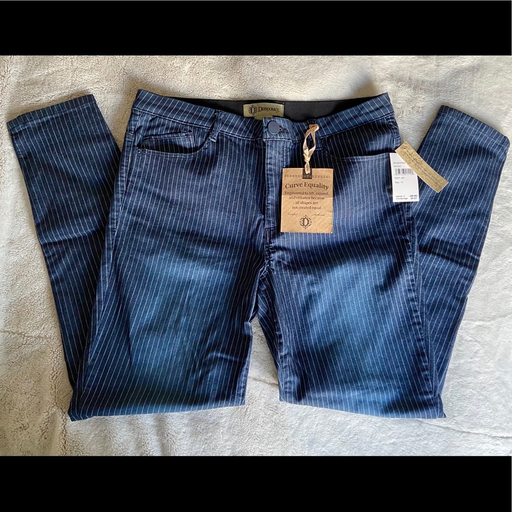 Democracy “Ab” Technology striped blue jeans